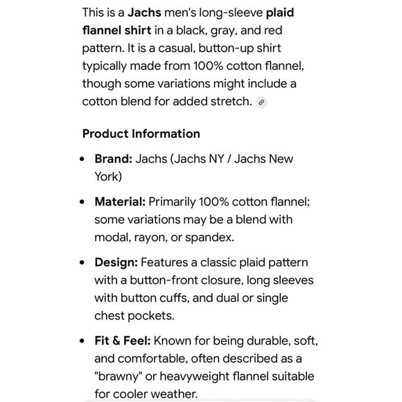 Jachs Men’s Flannel Shirt Medium Plaid Gray Black Red - Picture 4 of 7